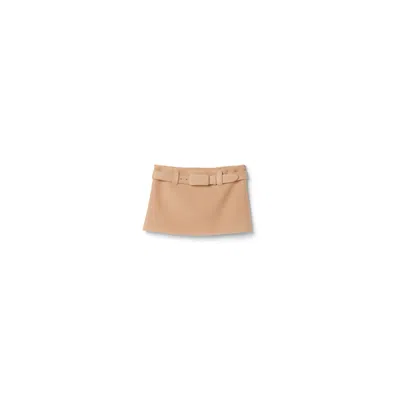 Miu Miu Waxed Double Wool Miniskirt In Hazelnut