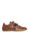 Miu Miu Waxed Leather Sneakers In Brown
