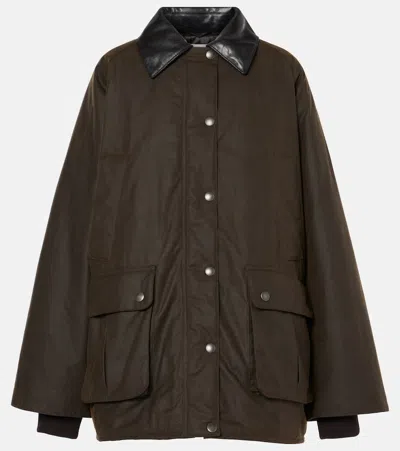 MIU MIU WAXED OVERSIZED CANVAS COTTON JACKET