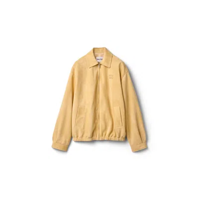 Miu Miu Waxed Suede Blouson Jacket In Yellow