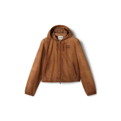 Miu Miu Waxed Suede Blouson Jacket In Animal Print