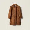 Miu Miu Waxed Suede Coat In Brown