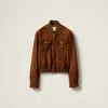 Miu Miu Waxed Suede Jacket In Brandy