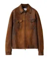Miu Miu Embossed-logo Leather Jacket In Brown