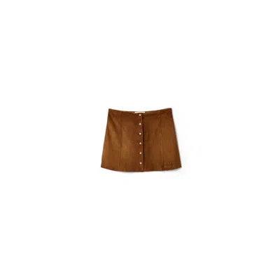 Miu Miu Waxed Suede Miniskirt In Brown