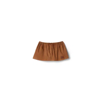 Miu Miu Waxed Suede Miniskirt In Brown
