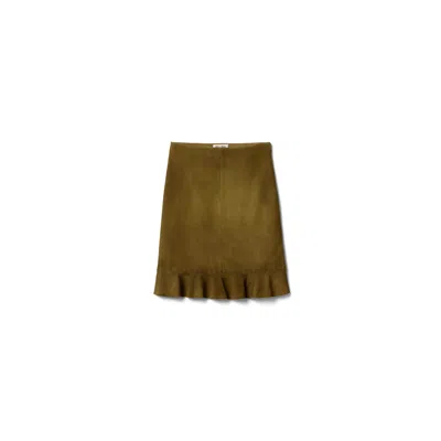 Miu Miu Waxed Suede Skirt In Green