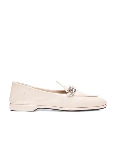 Miu Miu Wear Loafers With Round Head And Flat Bottom In White