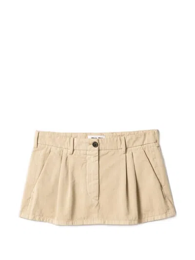 Miu Miu Old Gabardine Miniskirt In Neutral