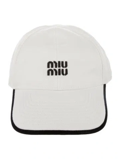 Pre-owned Miu Miu White And Black Cotton Embroidery Woven Womens  Baseball Cap In Multi