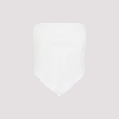 MIU MIU WHITE COTTON AND LINEN TOP