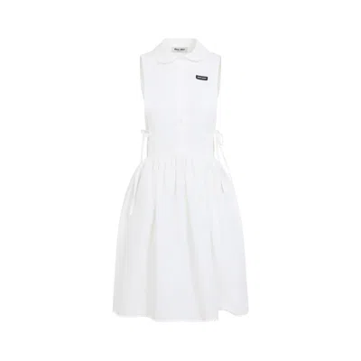 Miu Miu White Cotton Blend Mini Dress