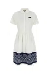 Miu Miu White Cotton Blend Shirt Dress In White