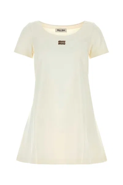 Miu Miu White Cotton Mini Dress