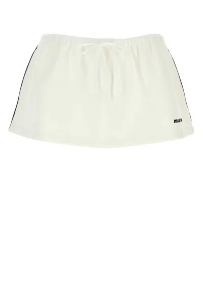 Miu Miu White Cotton Mini Skirt