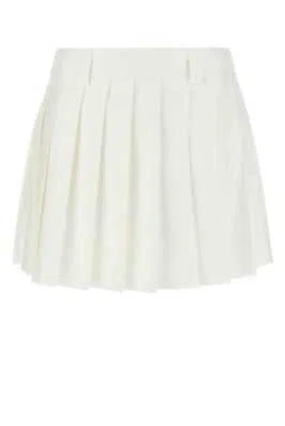 Pre-owned Miu Miu White Cotton Mini Skirt 44 It