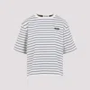 Miu Miu Striped Cotton T-shirt In White