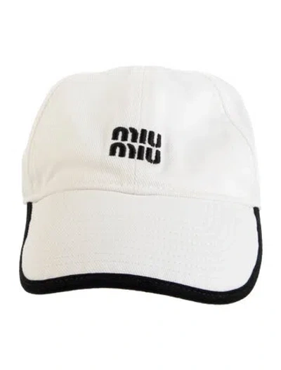 Pre-owned Miu Miu White Embroidered Baseball Cap W. Tags