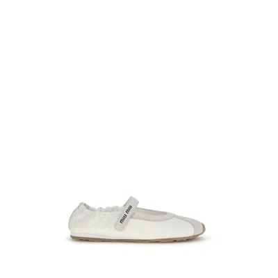 Miu Miu White Fabric Ballet Flats