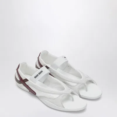 Miu Miu Fabric And Suede Gymnasium Ballet Flats In White