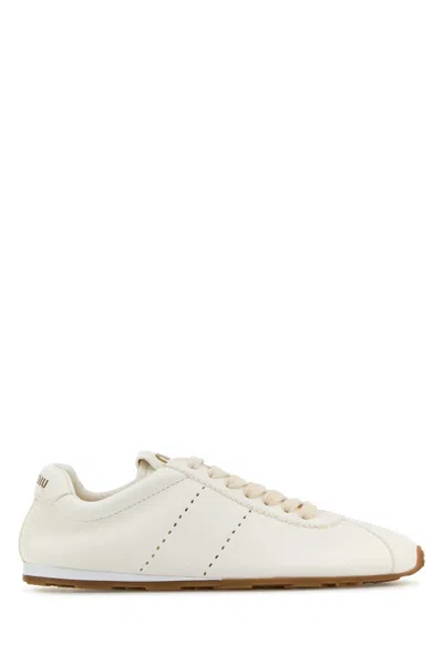Miu Miu White Lace Up Sneakers