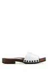 Miu Miu Leather Logo Slide Clogs In White