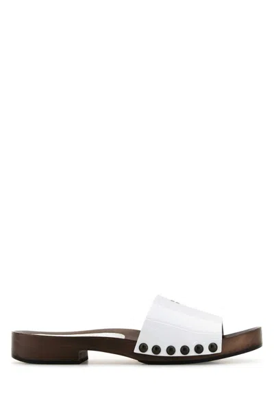 Miu Miu White Leather Clogs