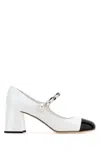 Miu Miu Chain Pearl Strap Pumps In White