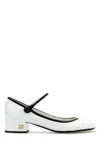 Miu Miu Leather Block Heel Pumps With Patent Finish In Multi