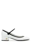 Miu Miu Leather Block Heel Pumps With Patent Finish In Multi