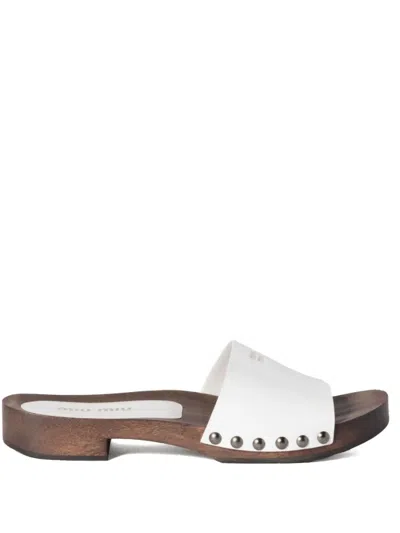 MIU MIU WHITE LEATHER SANDALS