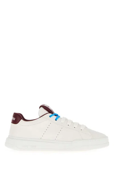 MIU MIU WHITE LEATHER SNEAKERS