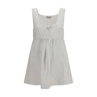 Miu Miu White Linen Casual Dress