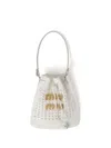 Miu Miu Mini Woven-raffia Bucket Bag In White