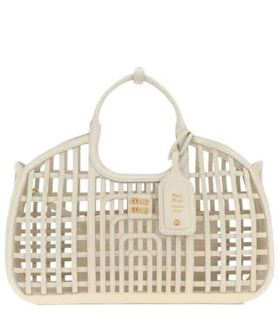 Miu Miu White Logo Large Tote