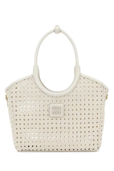 Miu Miu White Mini Leather Handbag 22 Cm X 12 Cm X 17 Cm