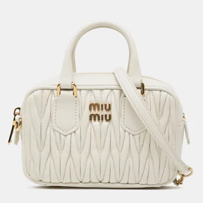 Pre-owned Miu Miu White Mini Matelasse Nappa Arcadie Satchel
