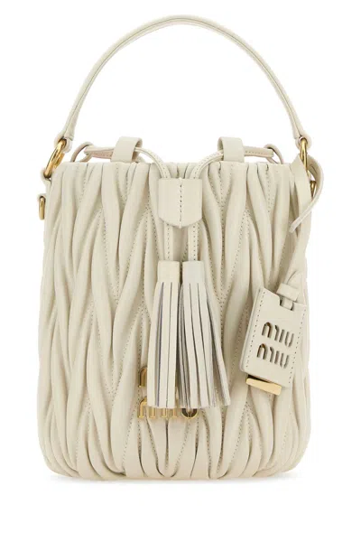 Miu Miu White Nappa Leather Bucket Bag