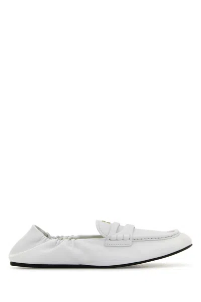 Miu Miu White Nappa Leather Loafers