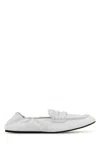 Miu Miu White Leather Loafers In Bianco