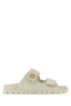 Miu Miu White Nappa Leather Slippers In Neutral