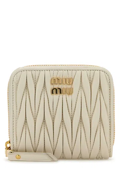 Miu Miu White Nappa Leather Wallet In Neutral