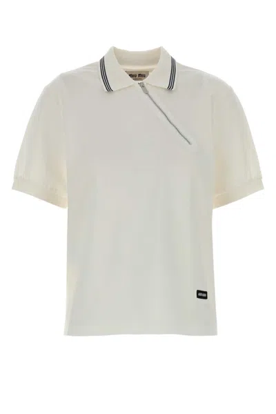 Miu Miu Piquet Shirt Polo Collar Short Sleeves In Multi