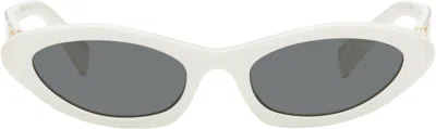 Miu Miu White Pointed Cat Eye Acetate Sunglasses