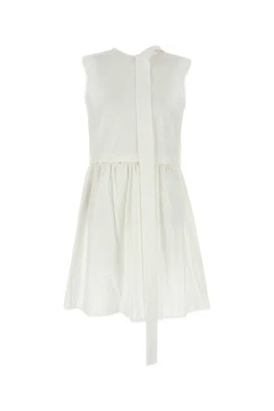 MIU MIU MIU MIU WHITE POPLIN DRESS