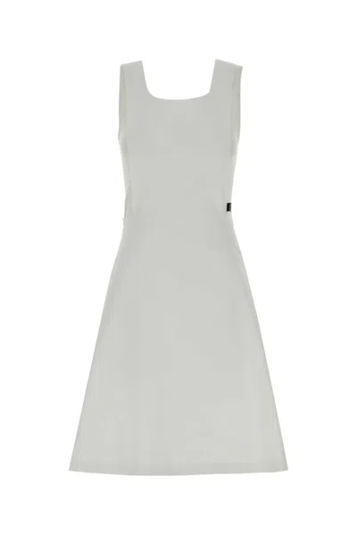 Miu Miu White Poplin Mini Dress In Gray
