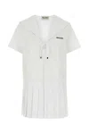 Miu Miu Chic Poplin Mini Dress In White