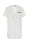 Miu Miu Chic Poplin Mini Dress In Bianco