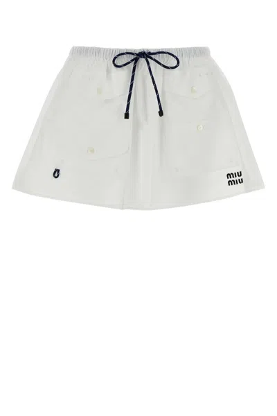 Miu Miu Poplin Mini Skirt Front Pockets Buttons In Multi