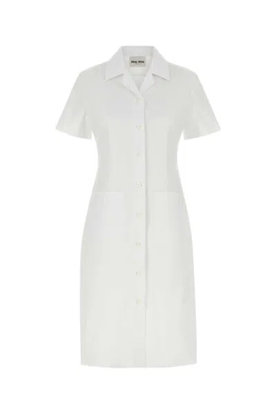 MIU MIU WHITE POPLIN DRESS